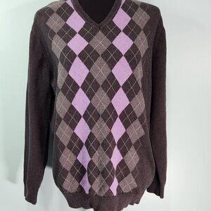 Claiborne V neck Argyle Sweater Size Medium